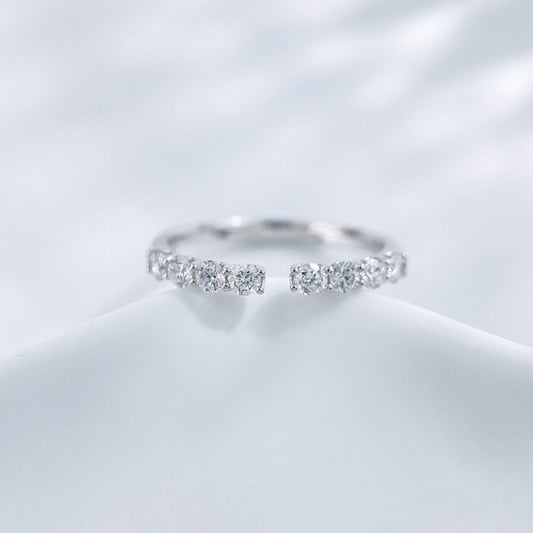 Open Stackable Band Ring with Lab-Grown Diamonds| Platinum Band