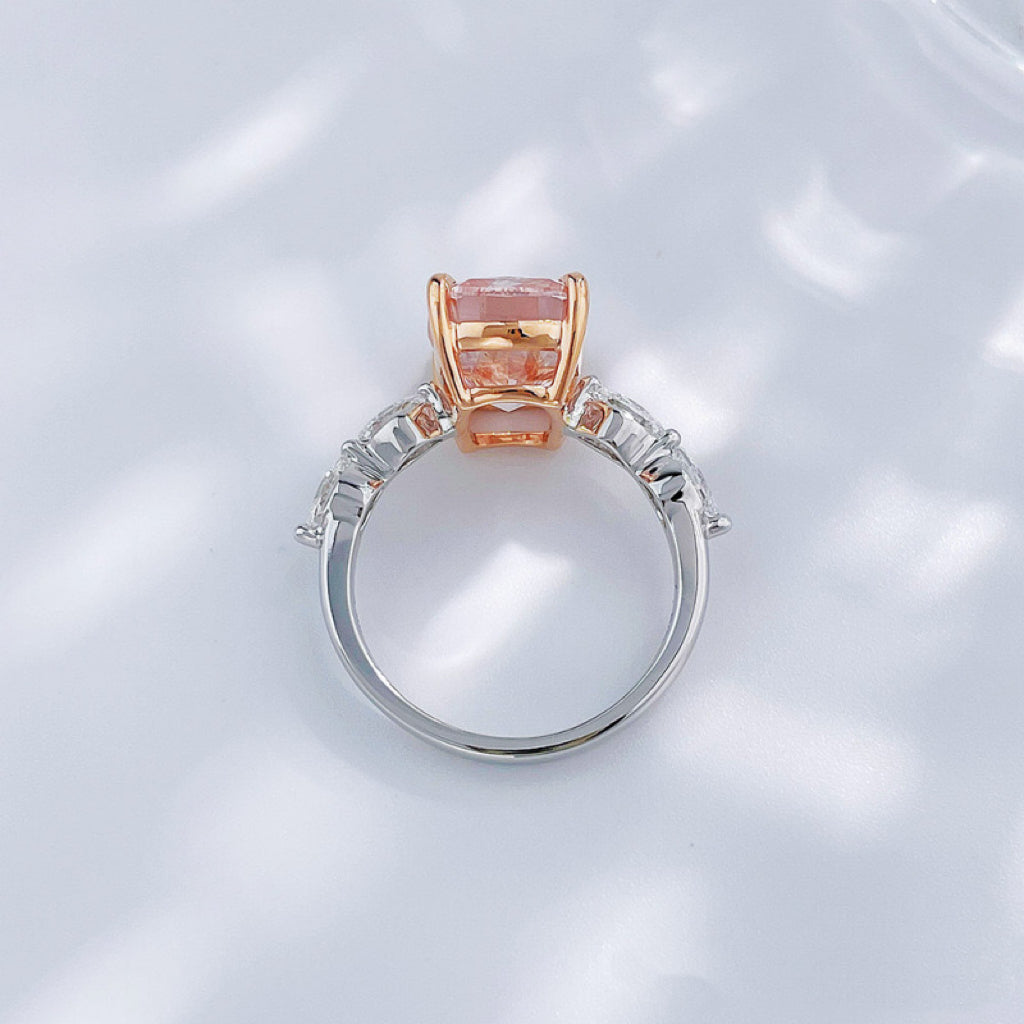 Luxury Two-Tone | Fancy Pink Lab Diamond Radiant Cut Statement Engagement Ring| 18K Gold