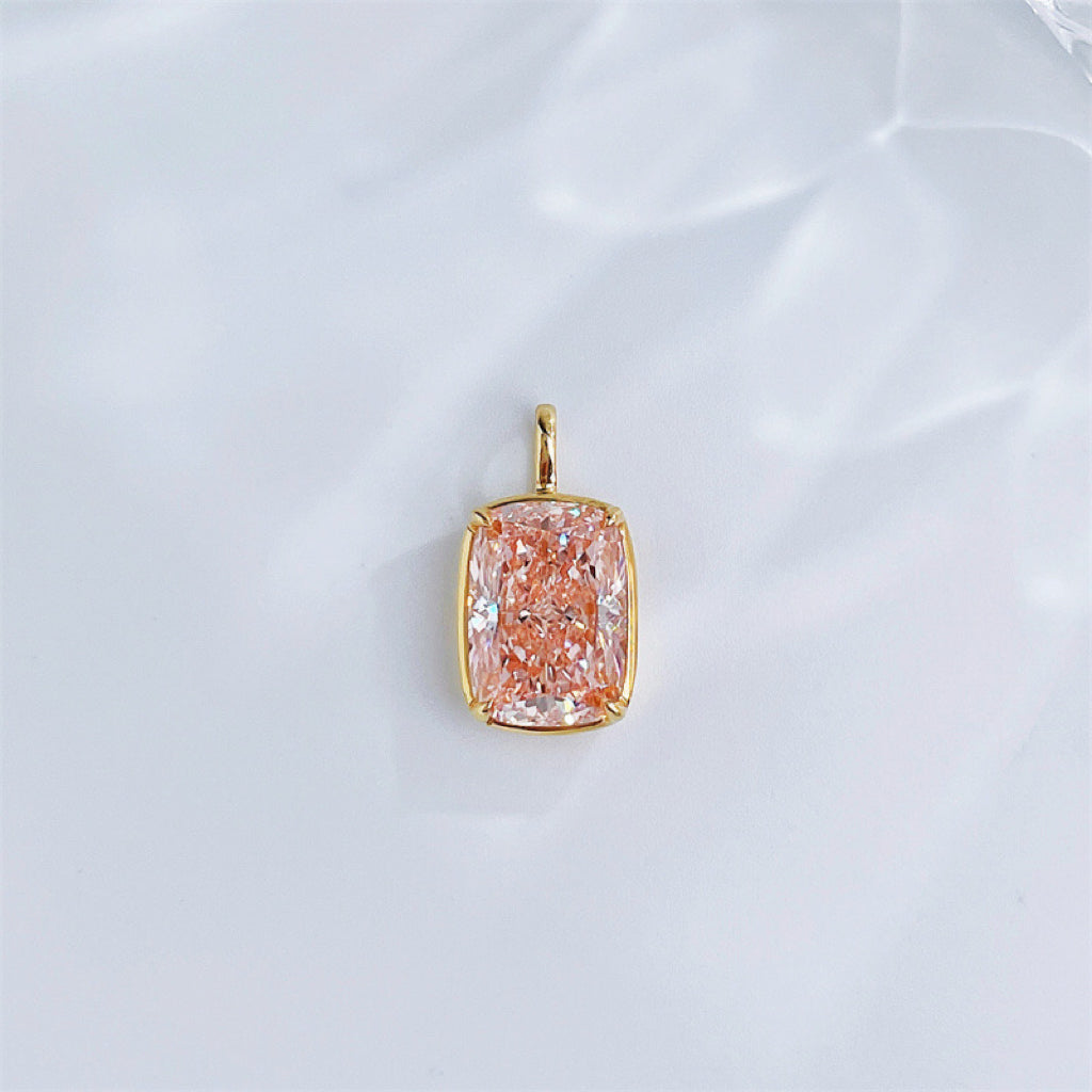 2ct Radiant Cut Fancy Pink Lab-Grown Diamond Solitaire Pendant | 18K Gold