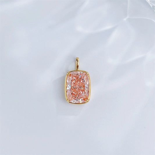 2ct Radiant Cut Fancy Pink Lab-Grown Diamond Solitaire Pendant | 18K Gold