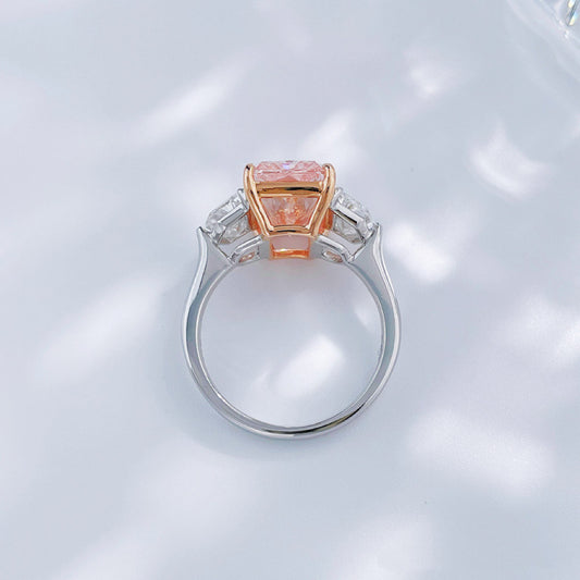 Luxury Two-Tone Blush| Pink Lab Diamond Pear Cut Statement Engagement Ring| 18K Yellow Gold