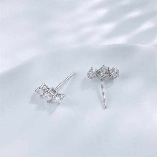 Emerald & Pear Cut Lab Diamond Cluster Studs | Everyday Luxury Earrings | 18K White Gold