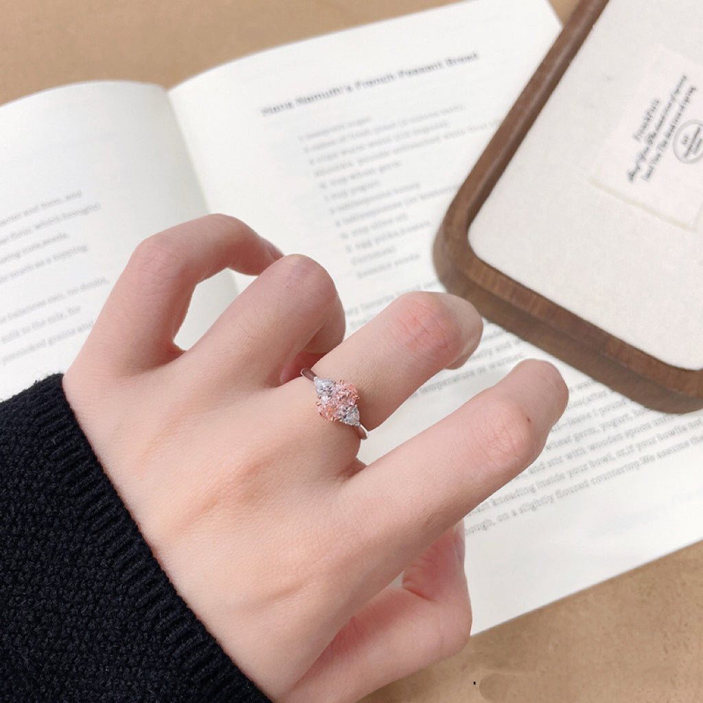 Blush Pink Oval Lab Diamond Three Stone Ring | Bridal Promise Jewelry | 18K Gold