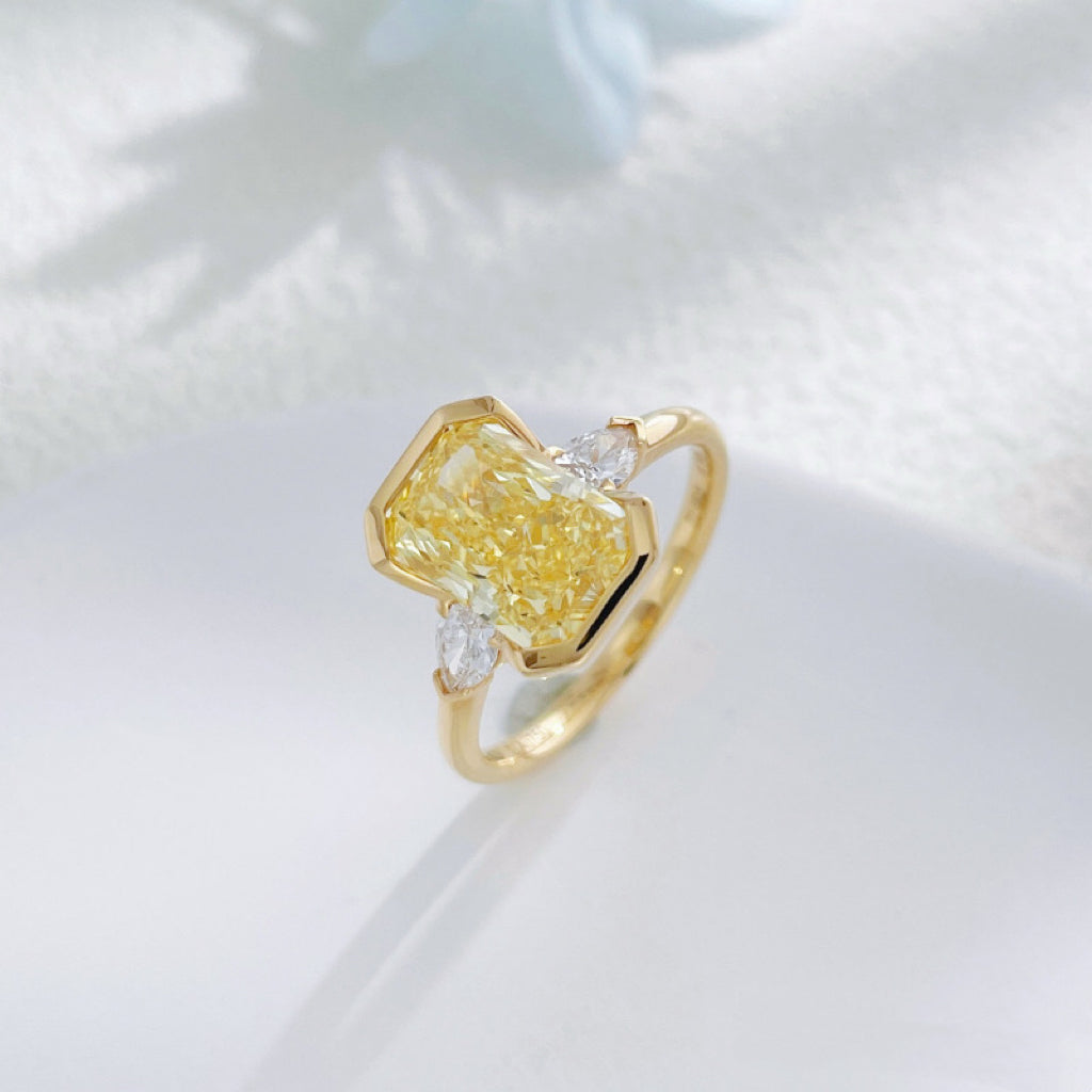Sunshine Fancy Yellow Lab Diamond Solitaire Ring | Bridal Everyday Fine Jewelry | 18K Gold