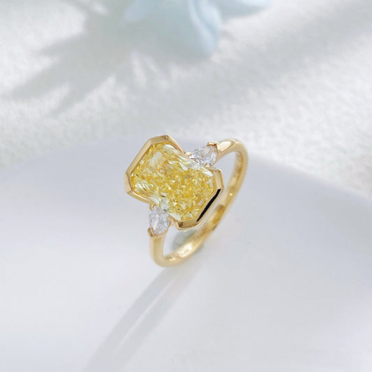 Sunshine Fancy Yellow Lab Diamond Solitaire Ring | Bridal Everyday Fine Jewelry | 18K Gold