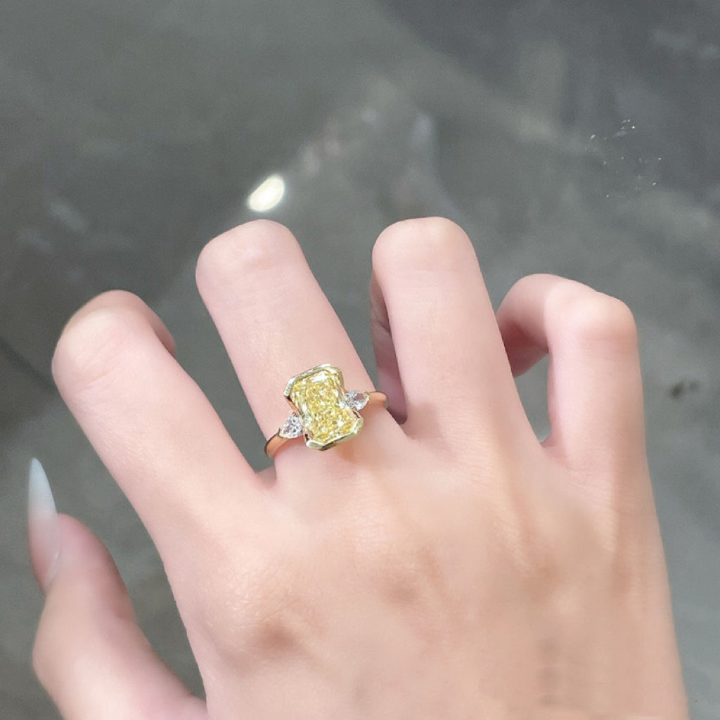 Sunshine Fancy Yellow Lab Diamond Solitaire Ring | Bridal Everyday Fine Jewelry | 18K Gold