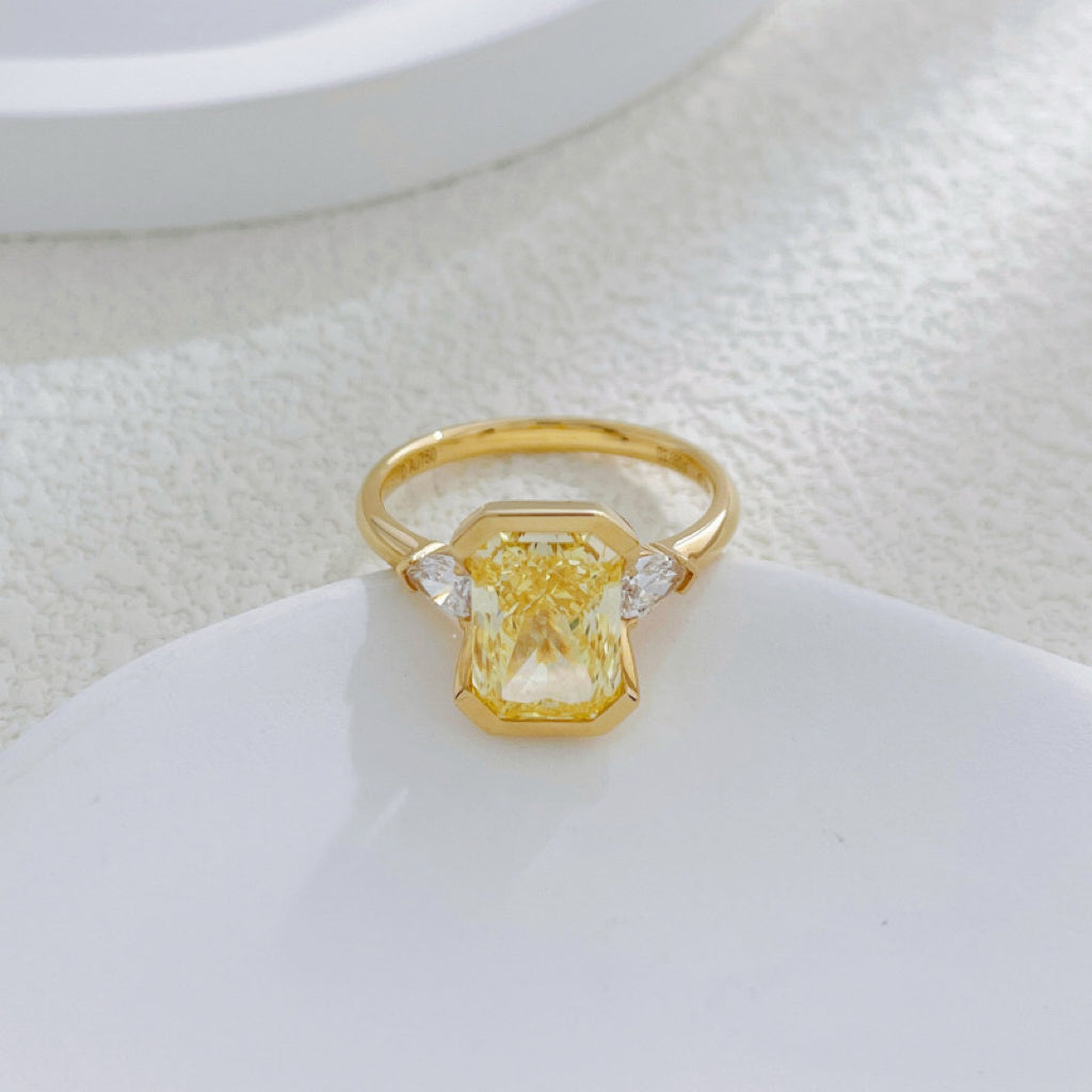 Sunshine Fancy Yellow Lab Diamond Solitaire Ring | Bridal Everyday Fine Jewelry | 18K Gold