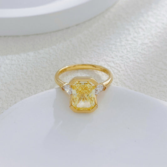 Sunshine Fancy Yellow Lab Diamond Solitaire Ring | Bridal Everyday Fine Jewelry | 18K Gold