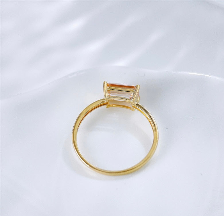1 carat Emerald Cut Lab Grown Diamond Milgrain Edge Solitaire Ring | 18K Yellow Gold