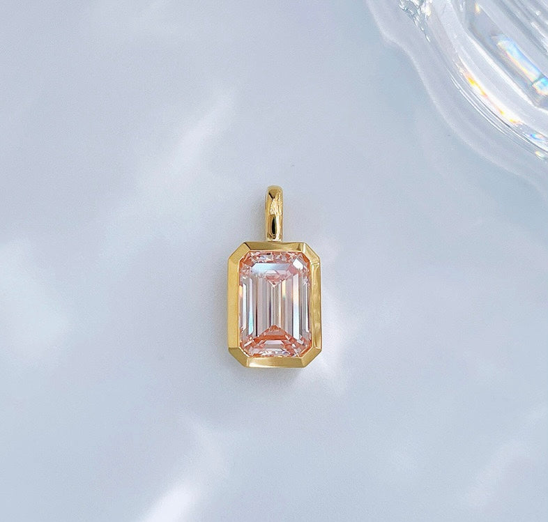 Emerald Cut Diamond Everyday Layering Solitaire Pendant | Quiet Luxury | 18K Gold