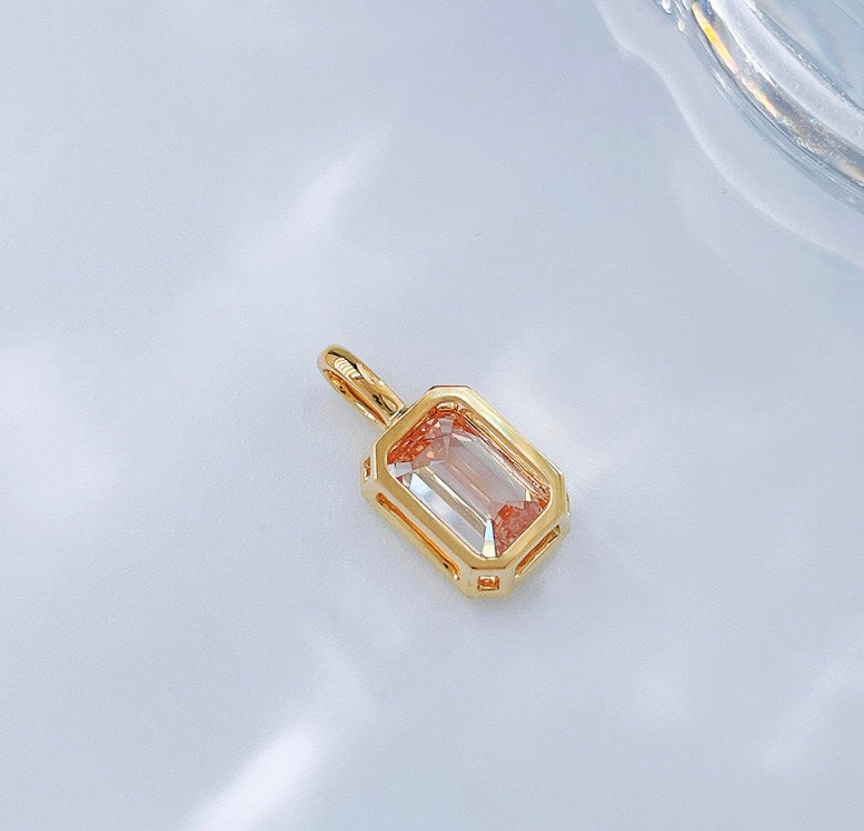 Emerald Cut Diamond Everyday Layering Solitaire Pendant | Quiet Luxury | 18K Gold