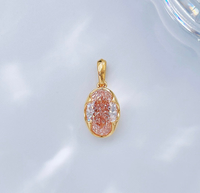 Petal Bezel Set Oval Brilliant Cut Lab Grown Diamond Solitaire Pendant | 18K Gold