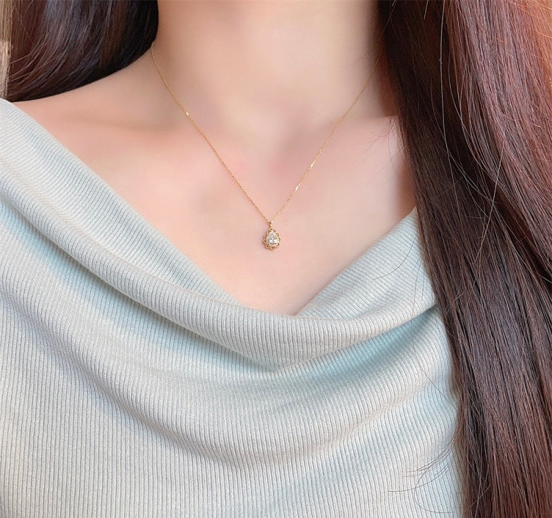 Vintage Filigree Pear Shape Lab Grown Diamond Solitaire Necklace | 18K Gold