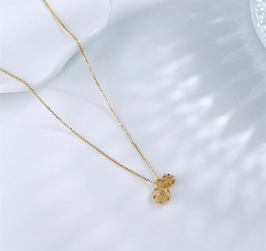 Double Round Brilliant Cut Lab Grown Diamond Minimalist Solitaire Pendant Necklace | 18K Gold