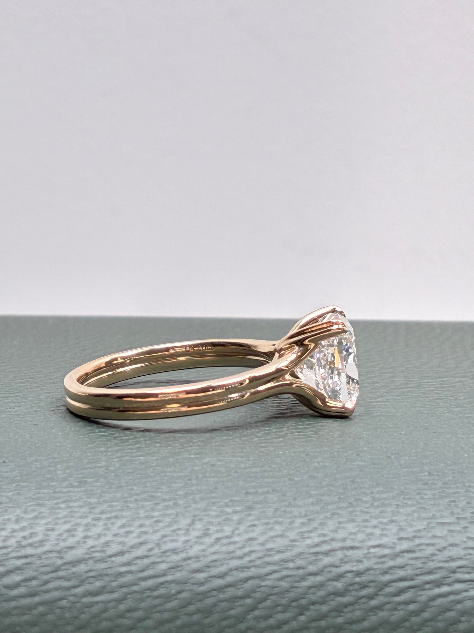 4CT Cushion Cut Lab Grown Diamond Solitaire Engagement Ring | Split Shank Four Prong | 14K Yellow Gold