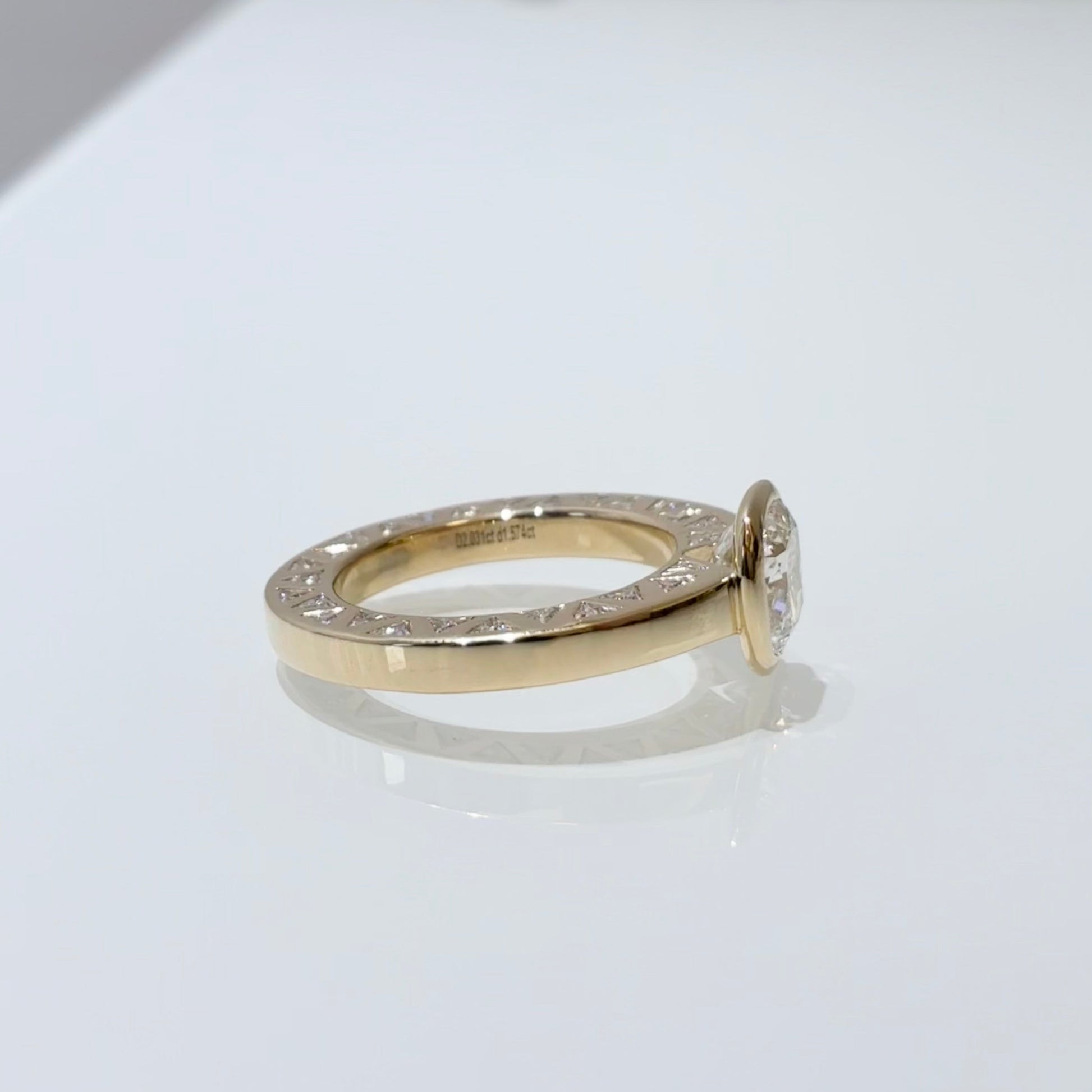 Cushion Lab Grown Diamond Ring | Vintage Double-Side Engraved Band | 14K Gold