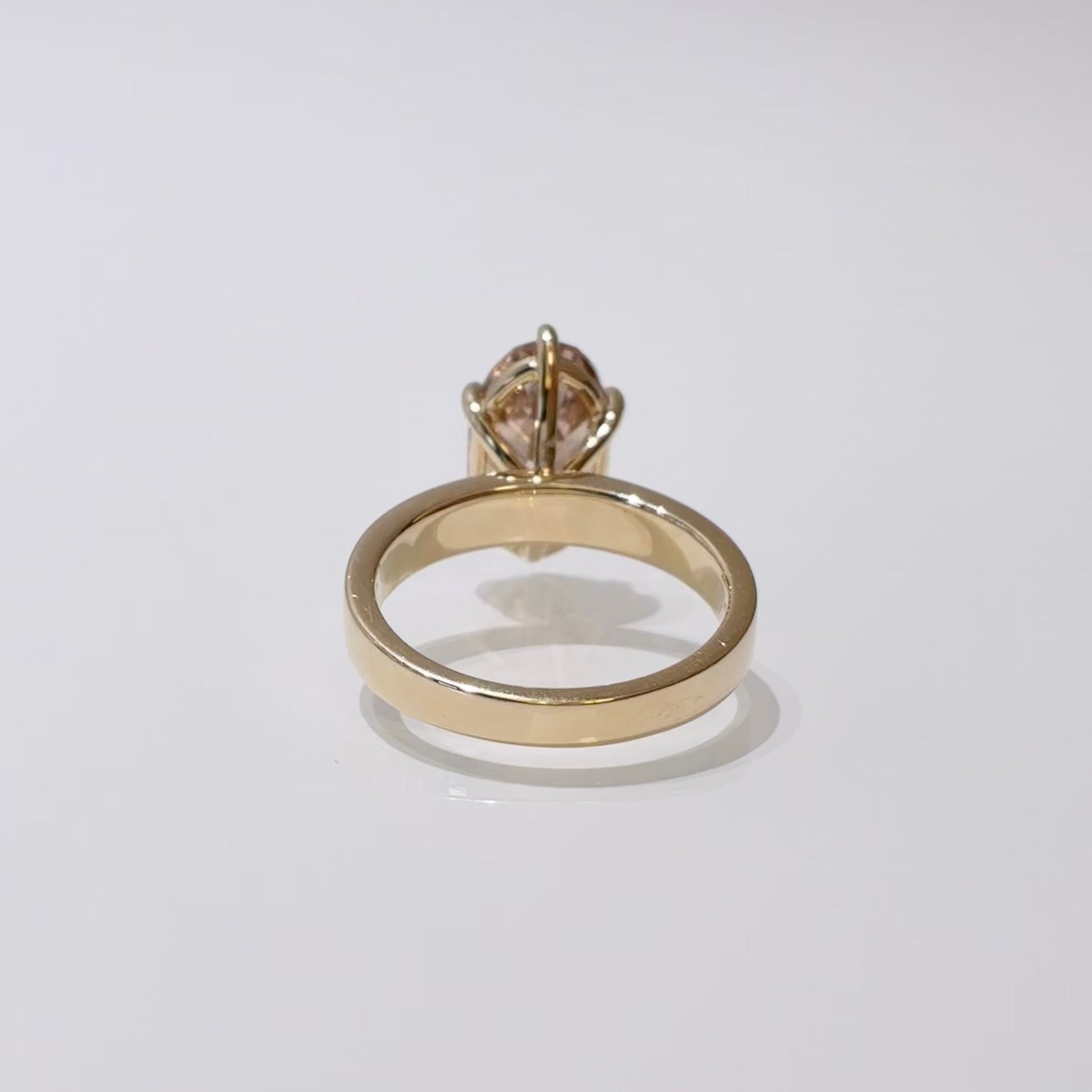 Oval Champagne Lab Diamond | Six Prong Solitaire Ring | 14K Gold