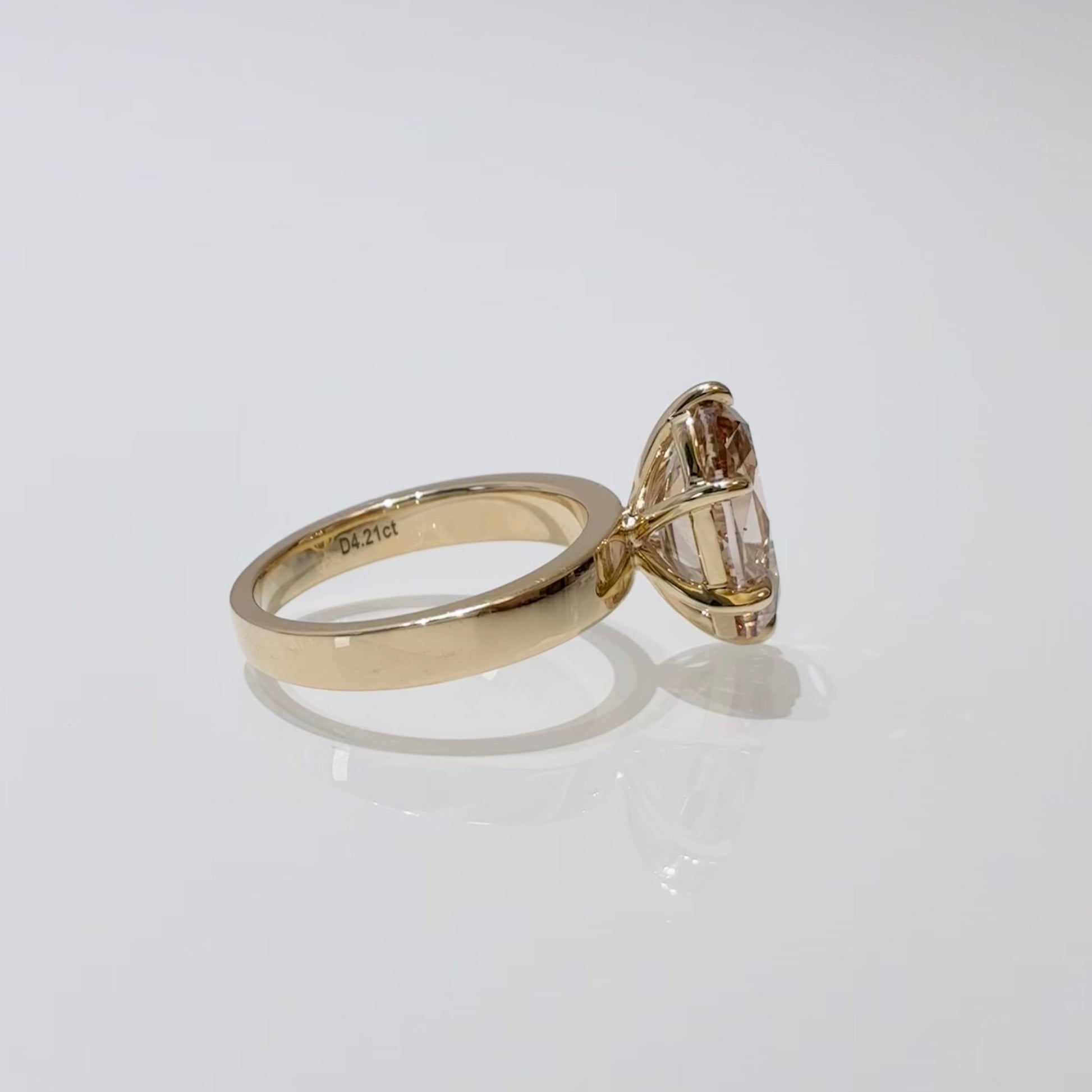 Oval Champagne Lab Diamond | Six Prong Solitaire Ring | 14K Gold