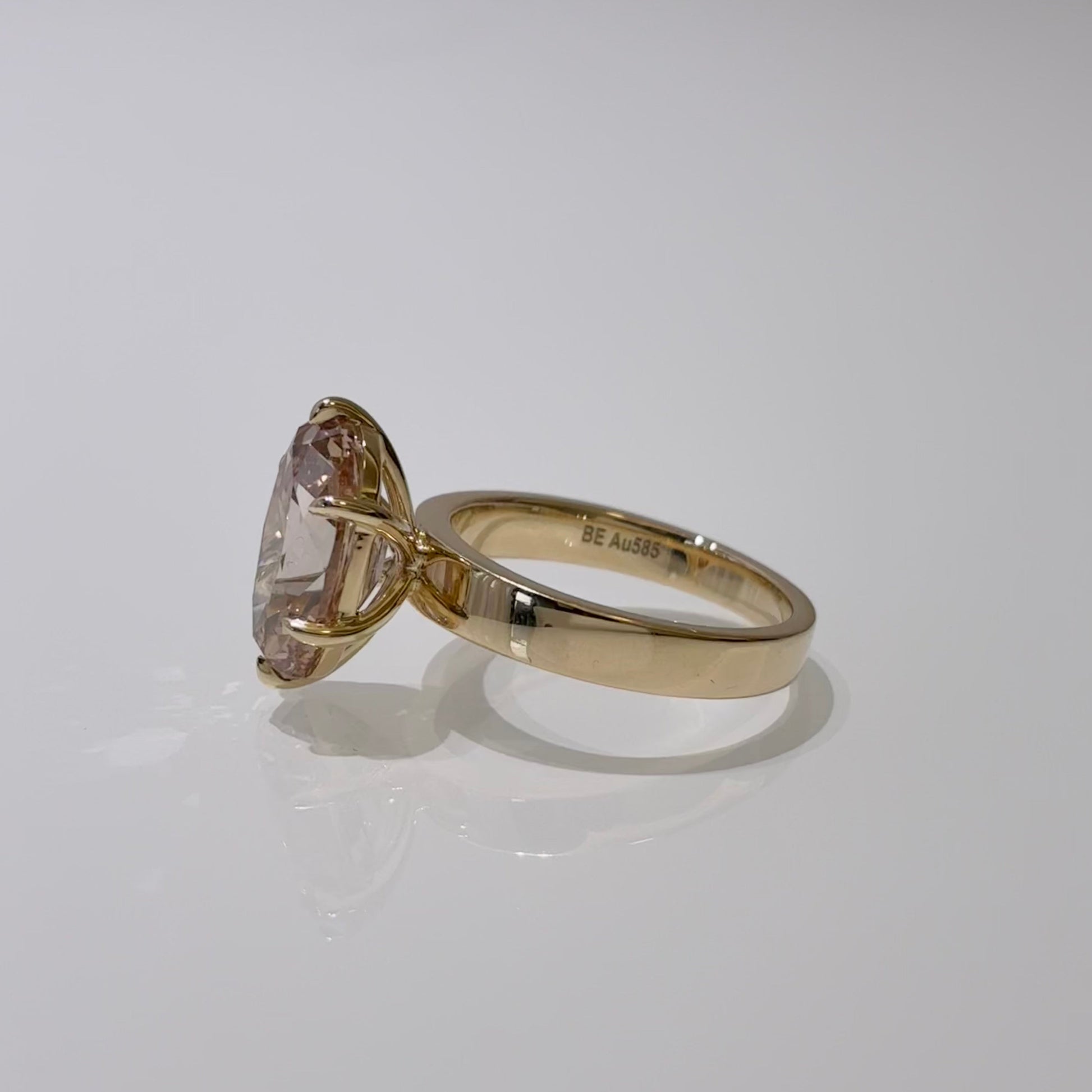 Oval Champagne Lab Diamond | Six Prong Solitaire Ring | 14K Gold