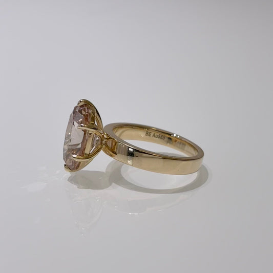 Oval Champagne Lab Diamond | Six Prong Solitaire Ring | 14K Gold