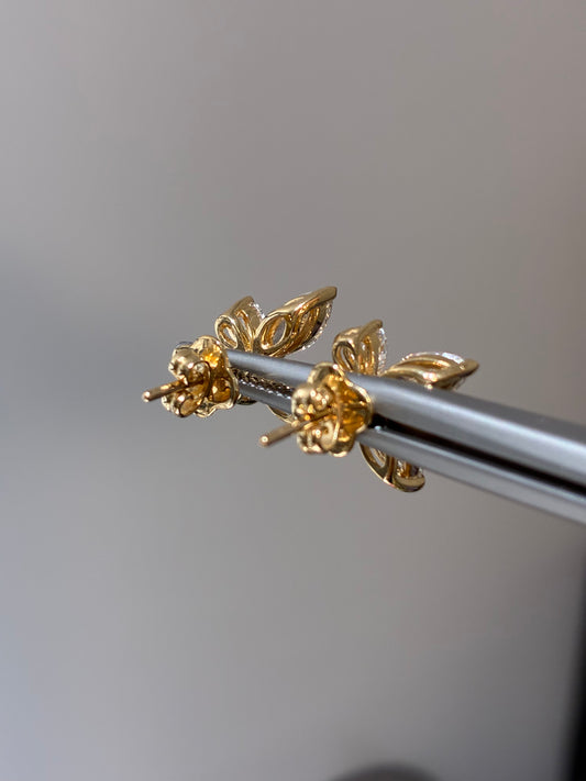 Marquise+pear Lab‑Grown Diamond Butterfly Stud Earrings | 18K Gold