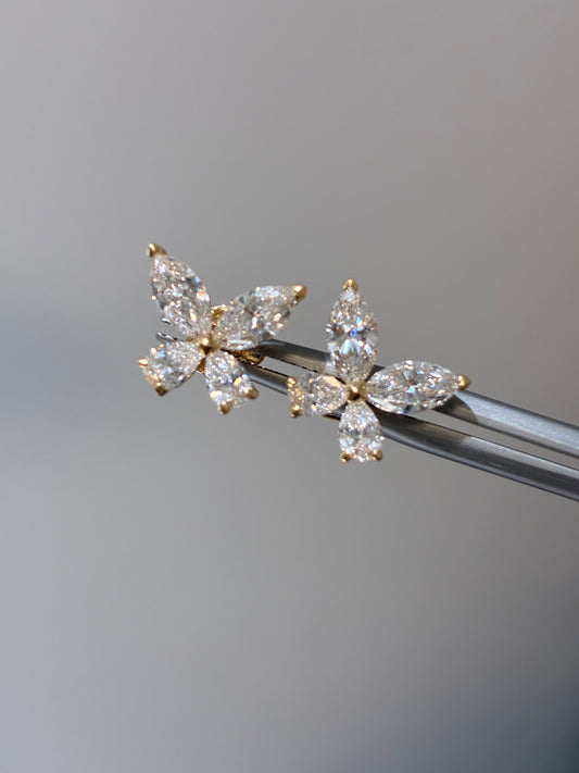 Marquise+pear Lab‑Grown Diamond Butterfly Stud Earrings | 18K Gold