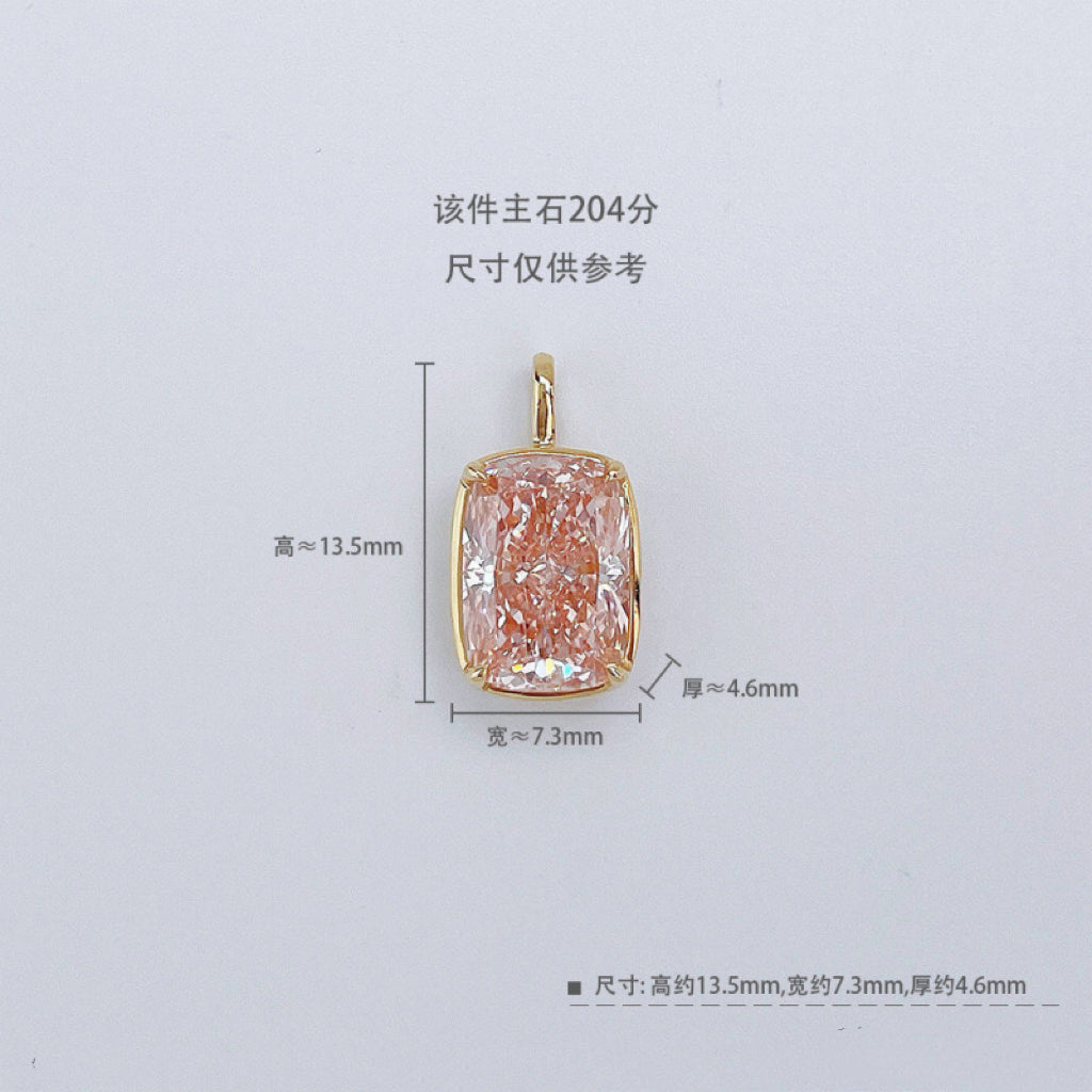 2ct Radiant Cut Fancy Pink Lab-Grown Diamond Solitaire Pendant | 18K Gold