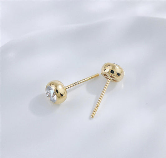 Lab-Grown Diamond Bezel Set Stud Earrings | 18K Yellow Gold