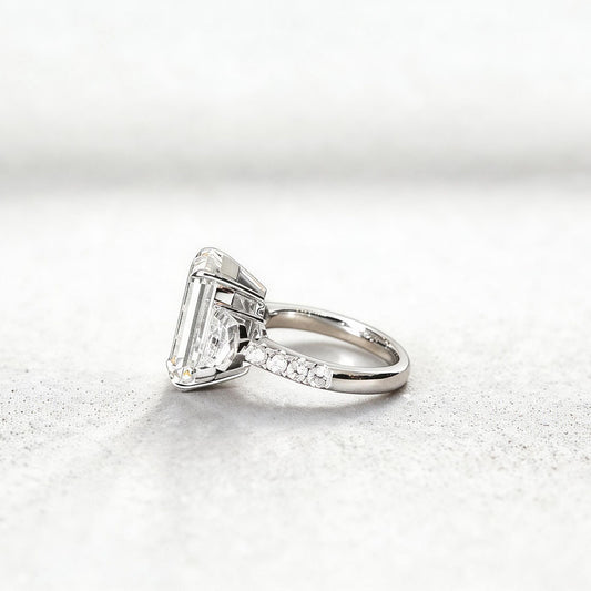 Half Eternity Emerald-Center Trilogy Ring with Cadillac Sidestones