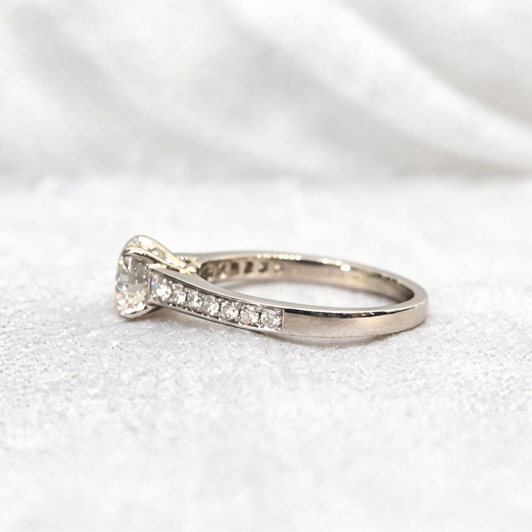 Platinum round Lab Diamond Ring with Half Eternity Band