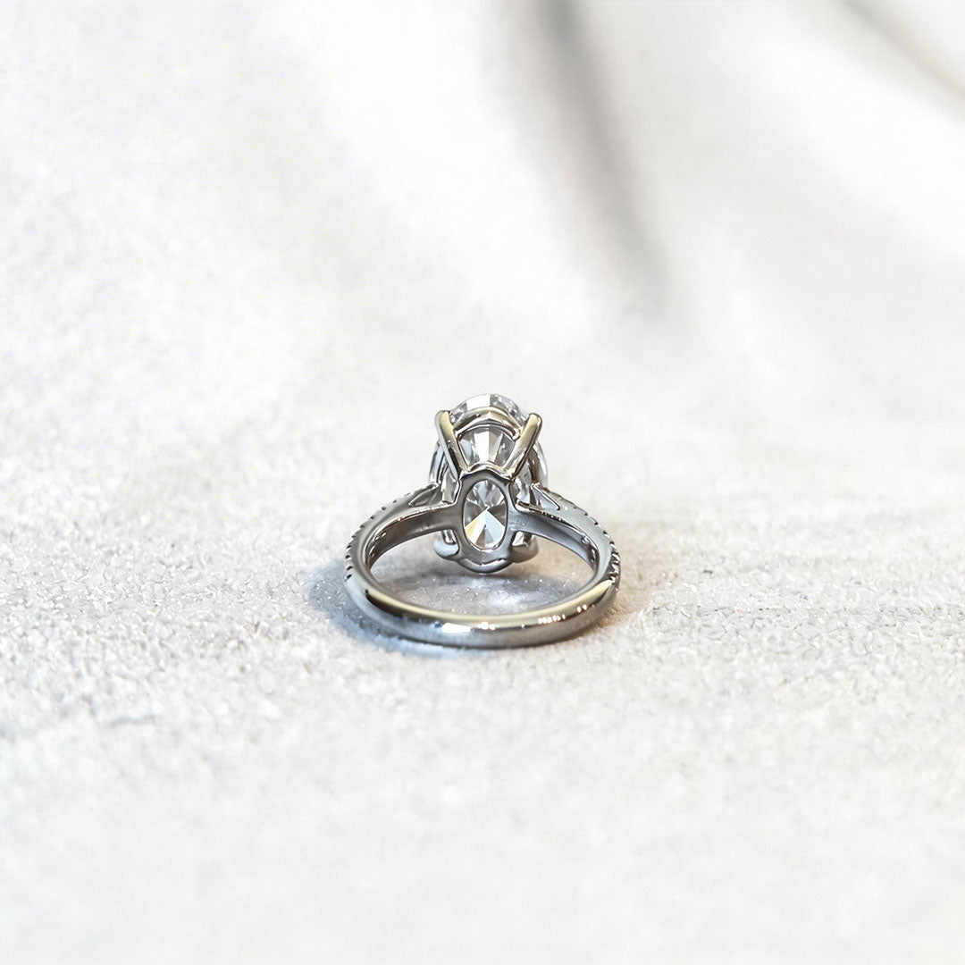 Dainty Hidden Halo Oval Lab Diamond Ring