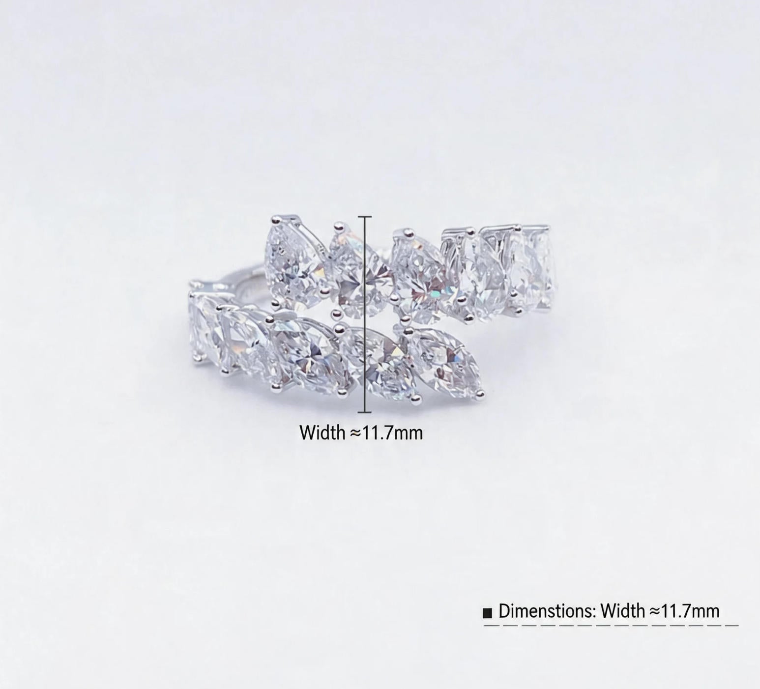 Luxury Pear & Emerald Cut Lab Diamond Chevron Ring | Solid Platinum Eternity Stack Band