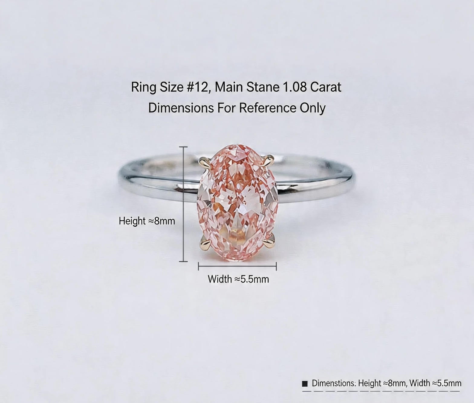 Two-Tone Oval Cut Fancy Pink Lab Grown Diamond Minimalist Solitaire Ring | 18K White & Rose Gold