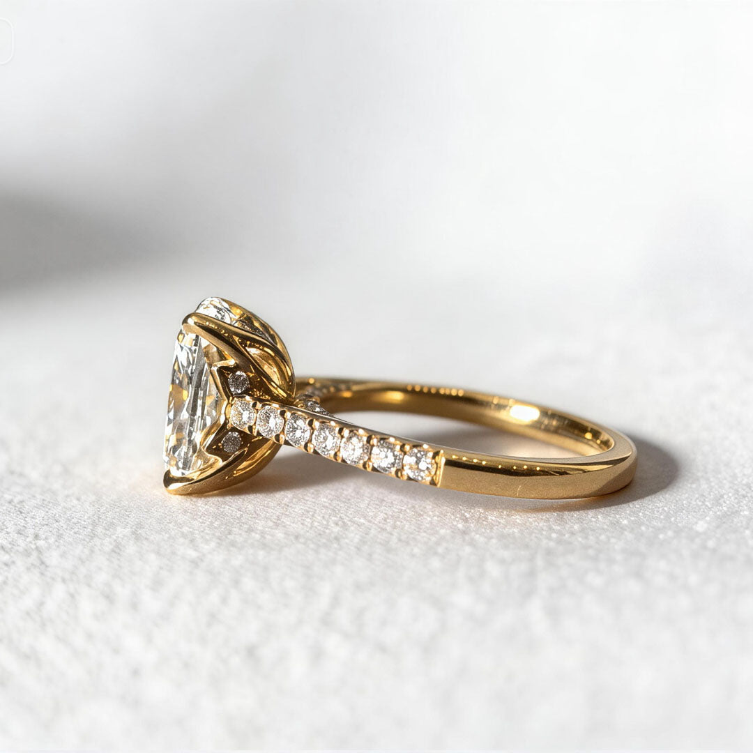 Radiant Cut Minimalist Ring | Hidden Halo Design | Modern Solitaire | Lab-Grown Diamond
