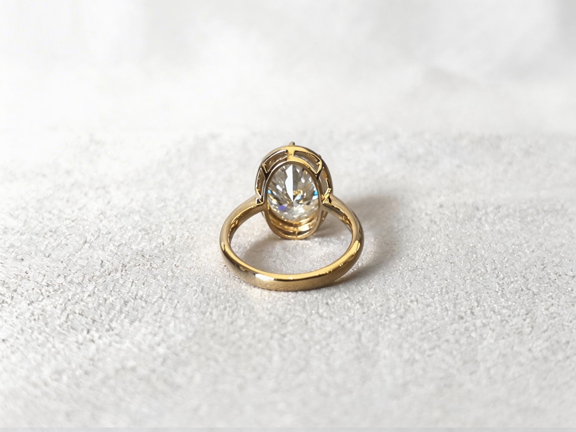 Oval Lab Grown Diamond Ring | 6-Prong Setting | Plain Band | 18K White Gold