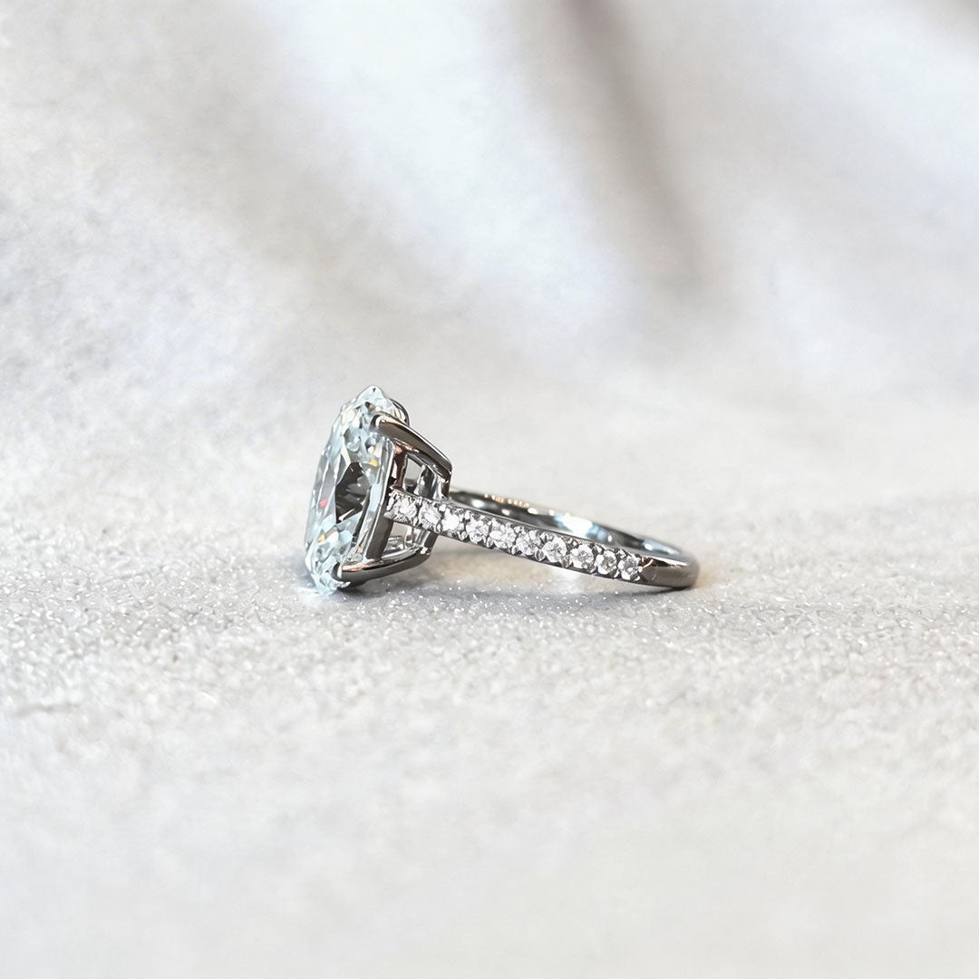 Dainty Hidden Halo Oval Lab Diamond Ring