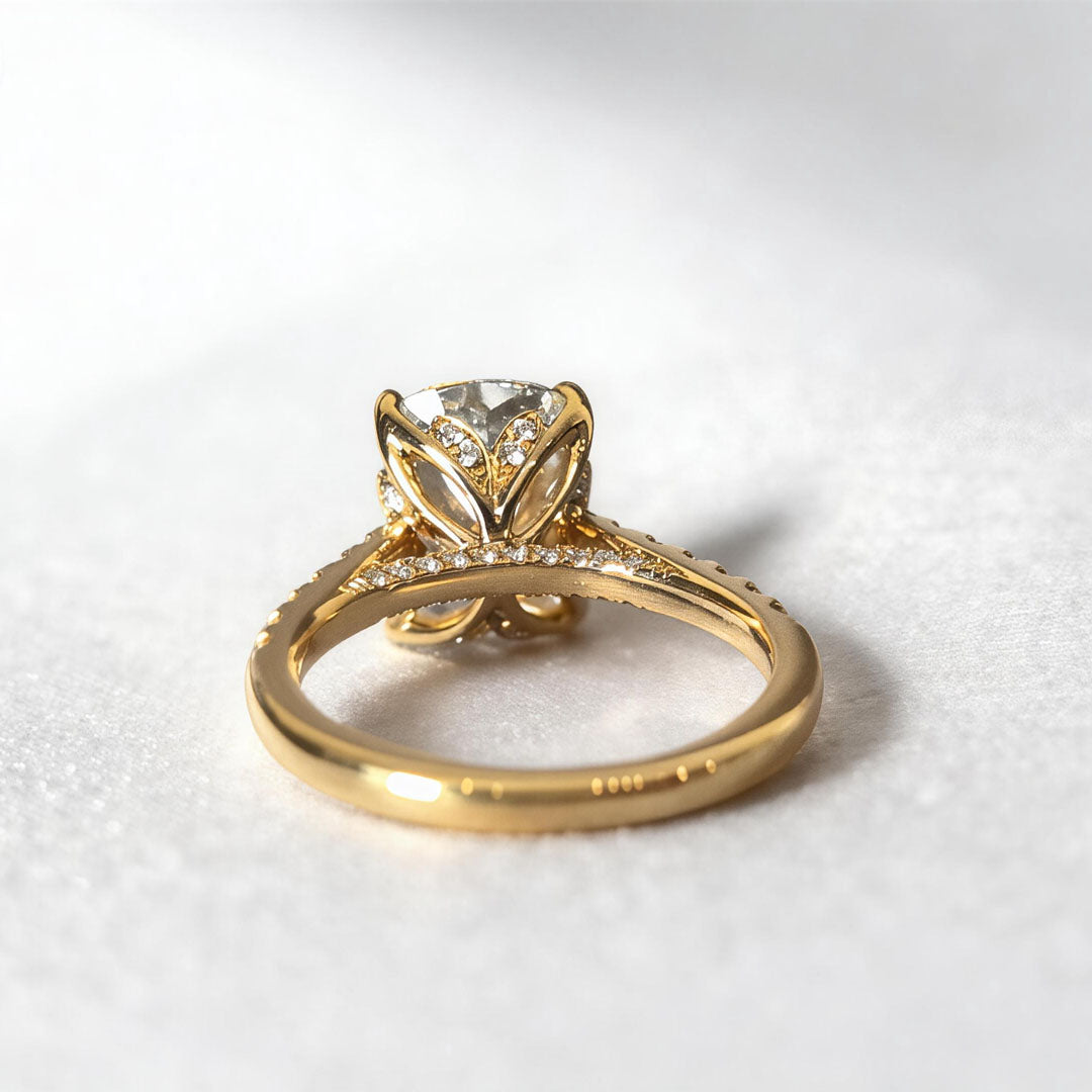 Radiant Cut Minimalist Ring | Hidden Halo Design | Modern Solitaire | Lab-Grown Diamond