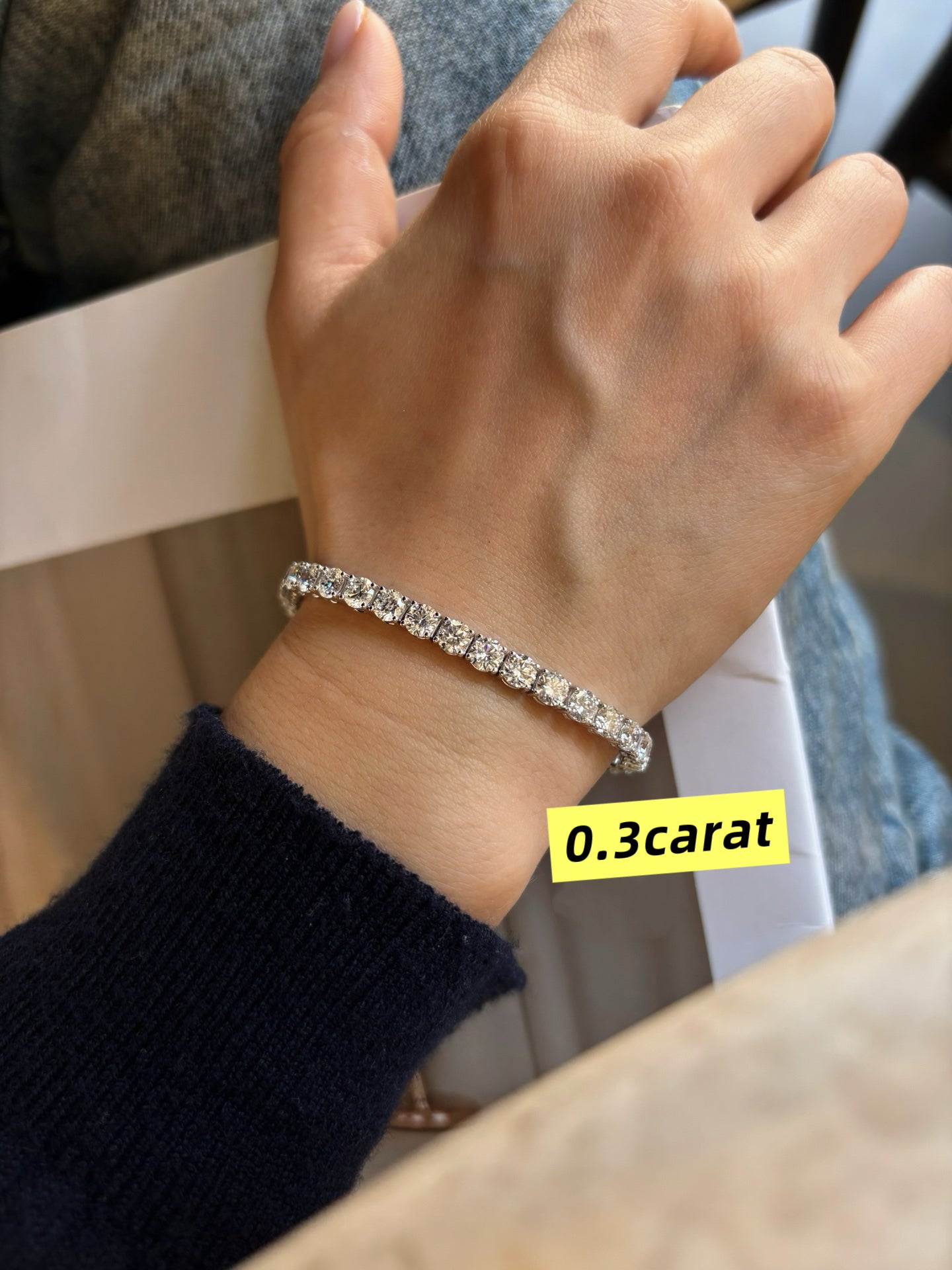 Round Cut Lab Diamond Tennis Bracelet | Platinum