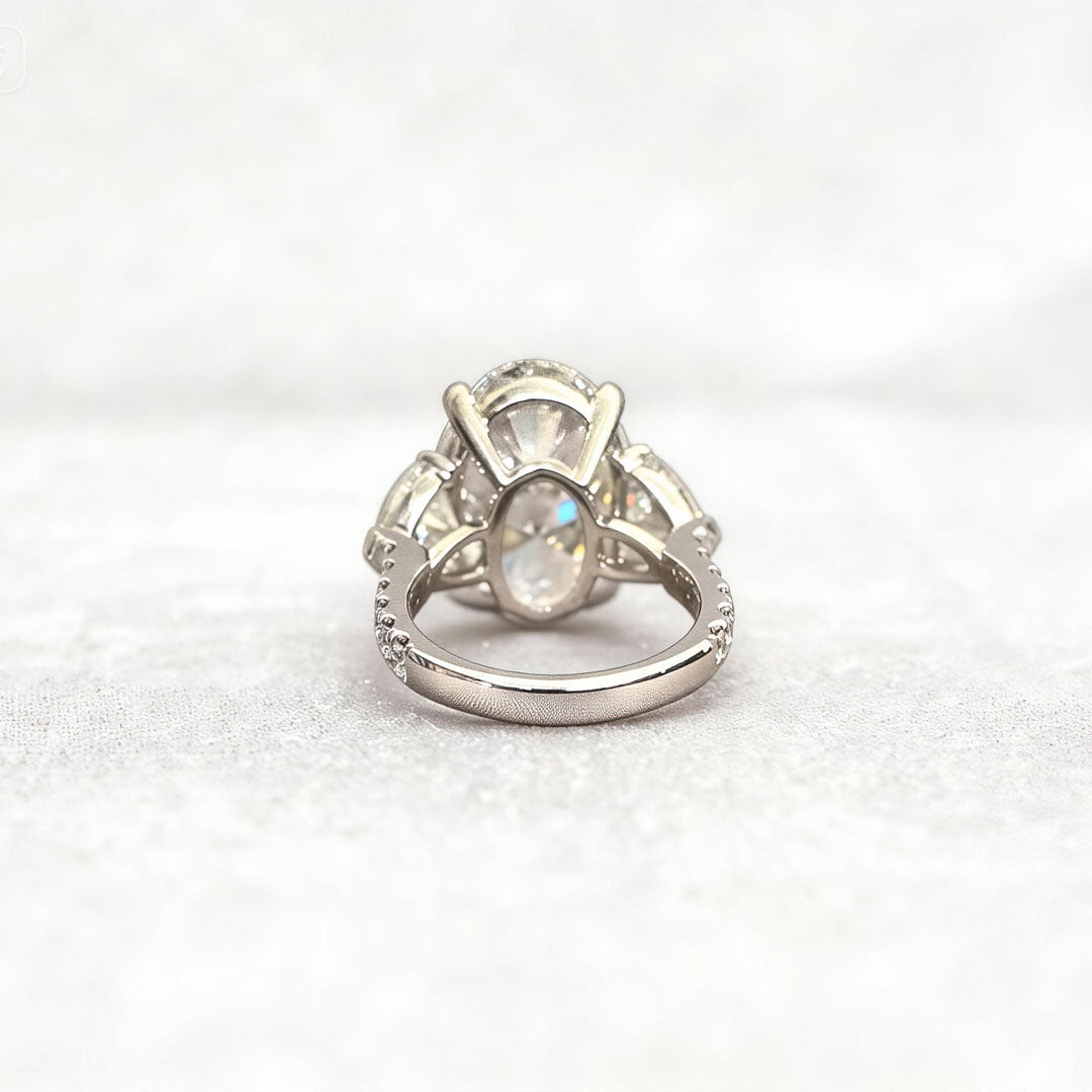 Oval-Center Trilogy Ring with Pear Sidestones