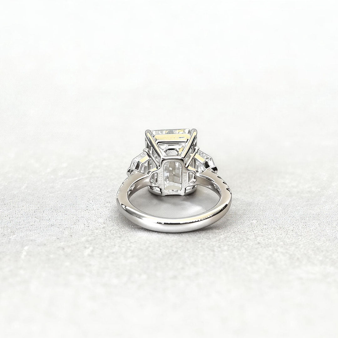 Half Eternity Emerald-Center Trilogy Ring with Cadillac Sidestones
