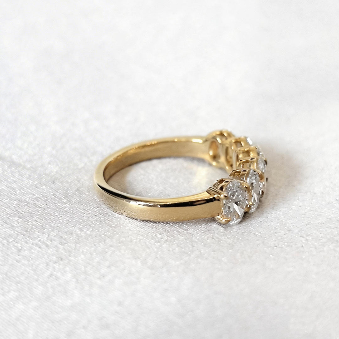 Oval Six Diamond Half Eternity Band