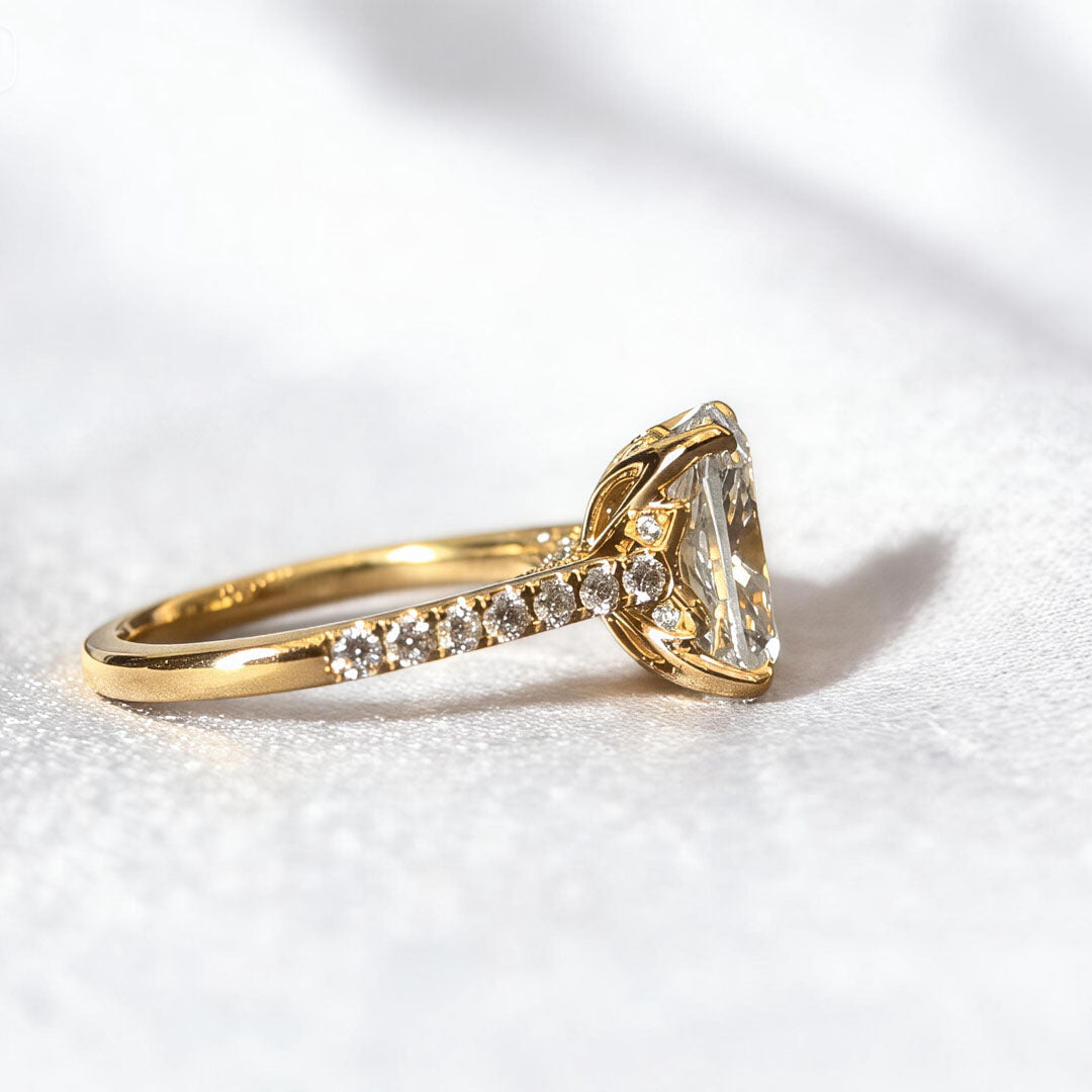 Radiant Cut Minimalist Ring | Hidden Halo Design | Modern Solitaire | Lab-Grown Diamond