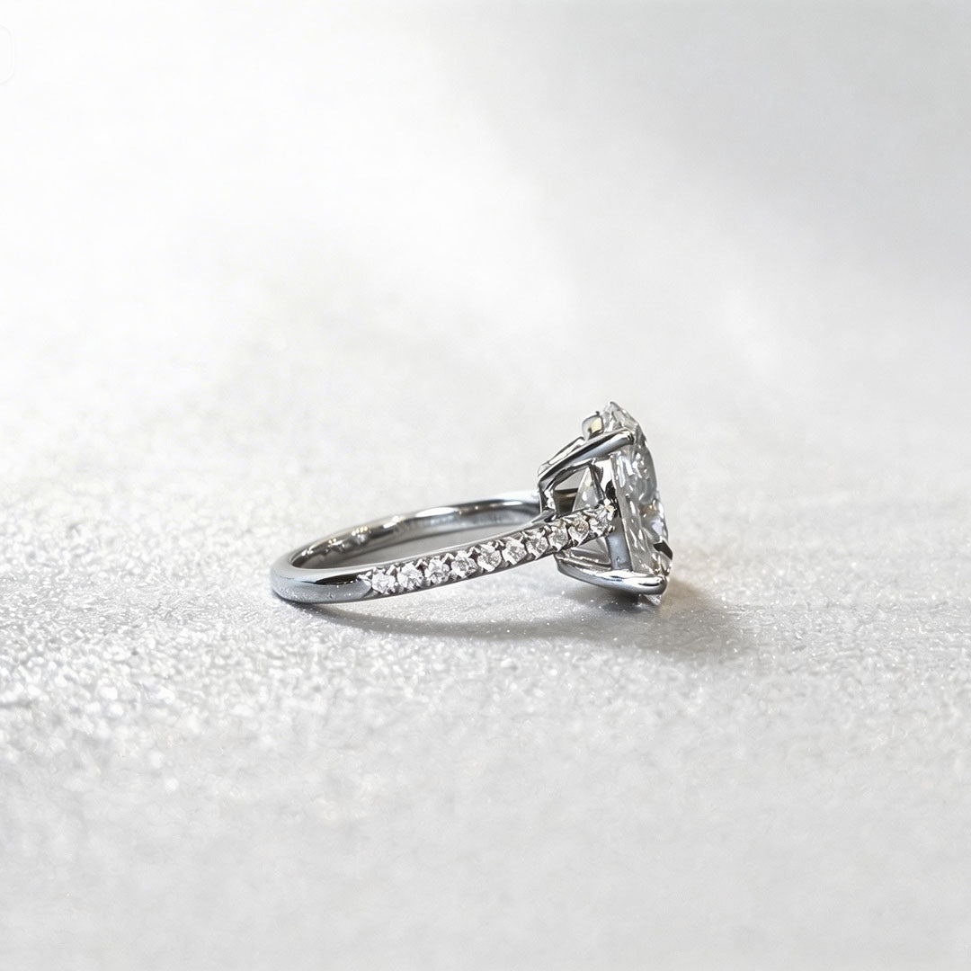 Dainty Hidden Halo Oval Lab Diamond Ring