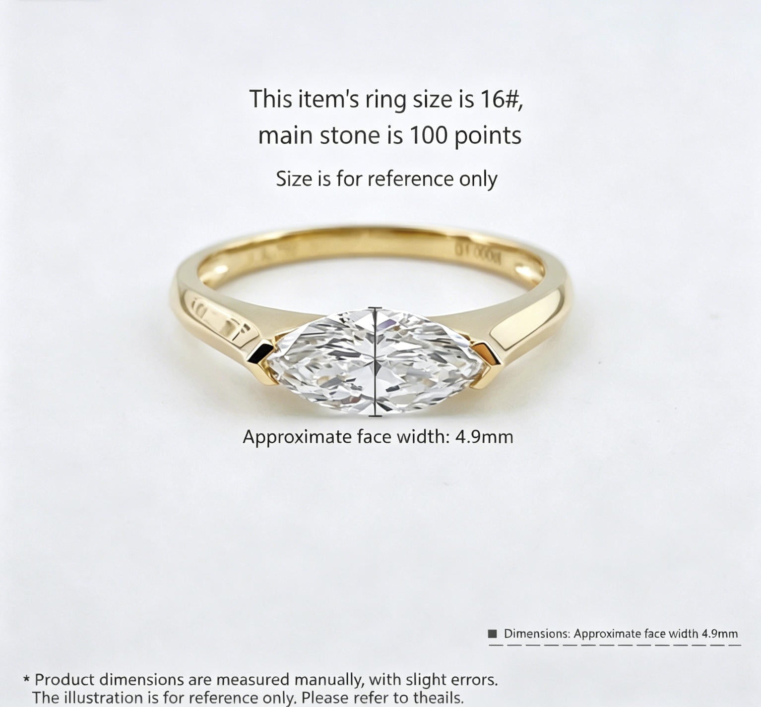 Elegant 1ct Marquise Lab-Created Diamond Engagement Ring| 18K Gold