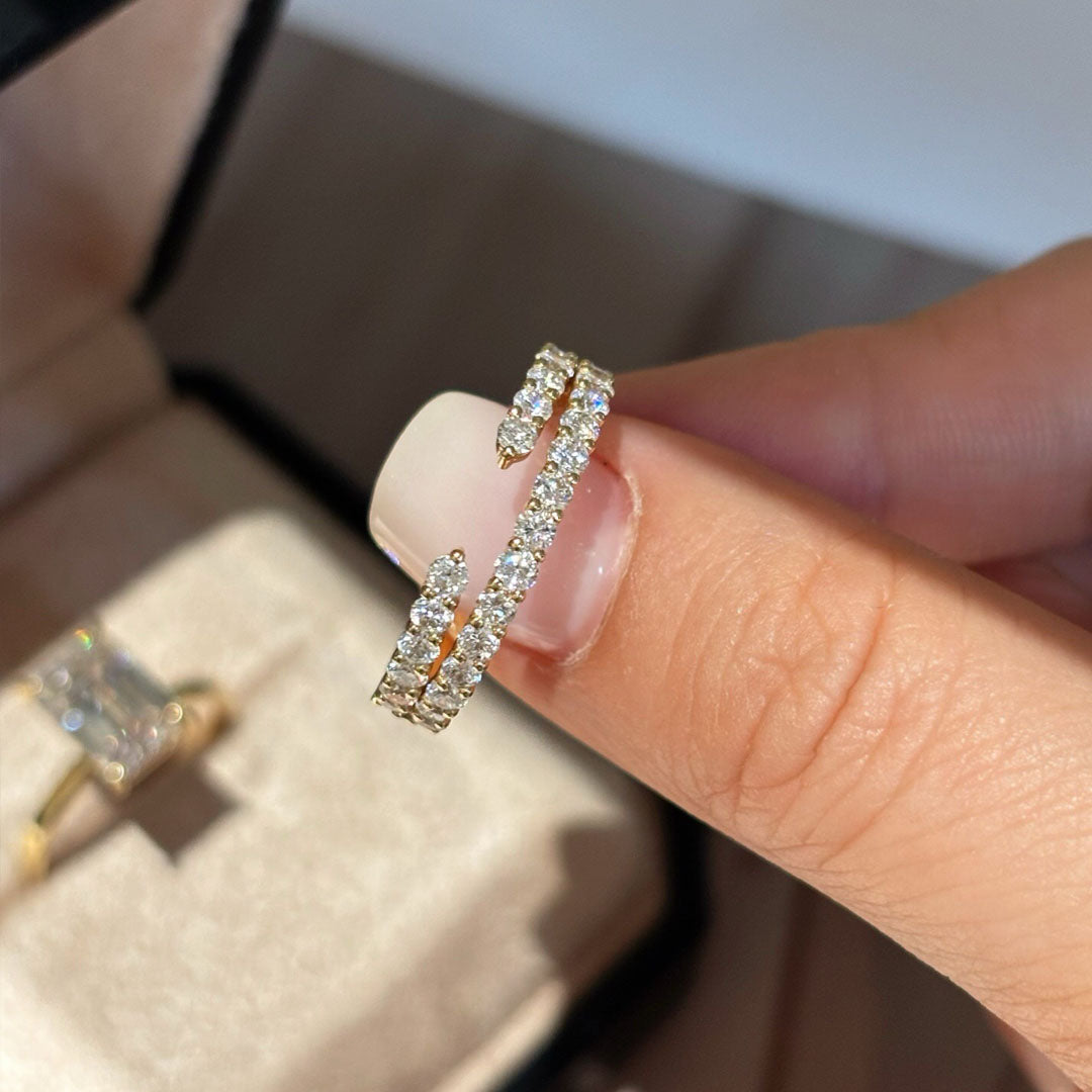 Emerald Cut Stacking Ring Set | The Ultimate Yellow Gold Elegance