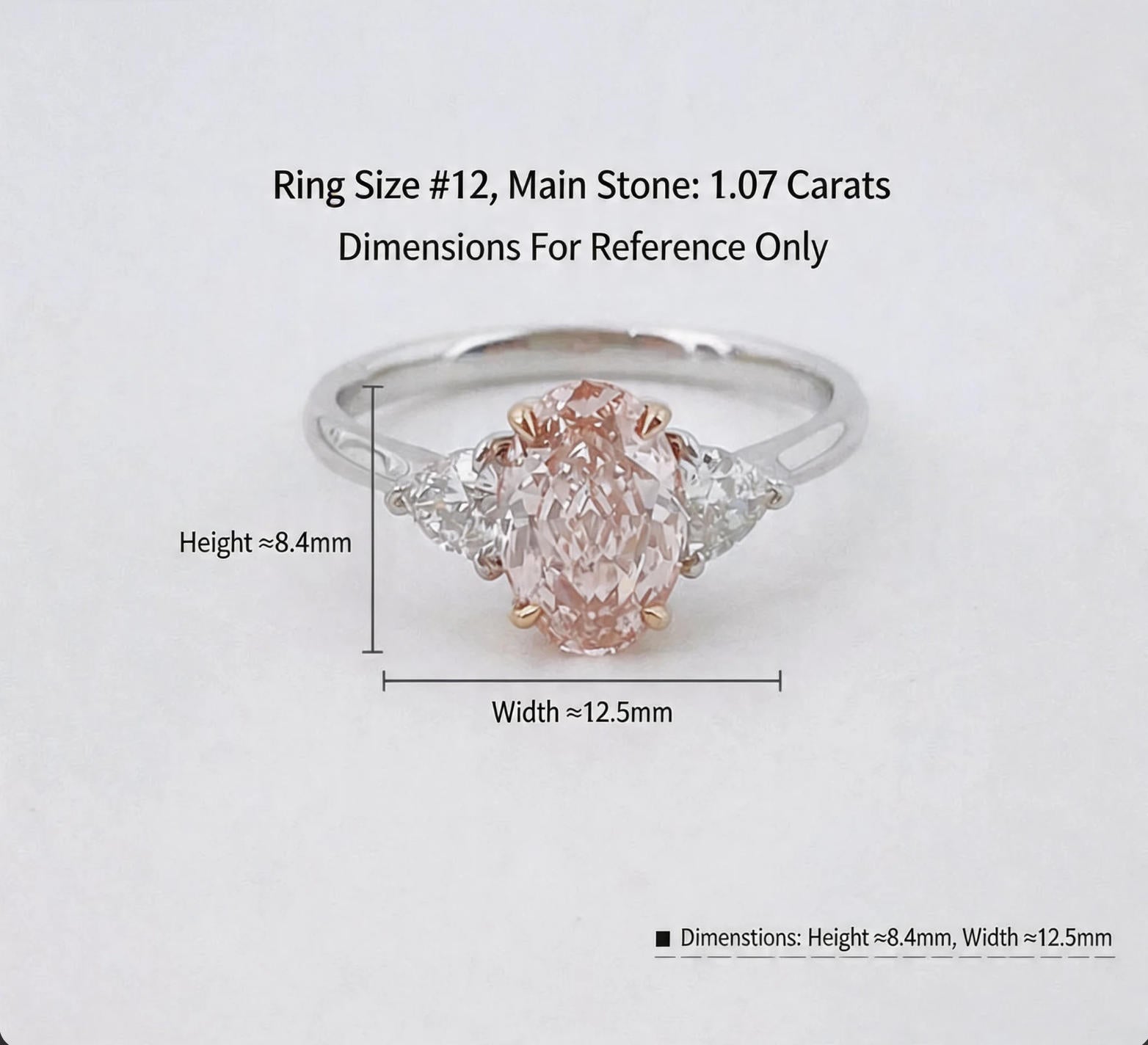 Blush Pink Oval Lab Diamond Three Stone Ring | Bridal Promise Jewelry | 18K Gold