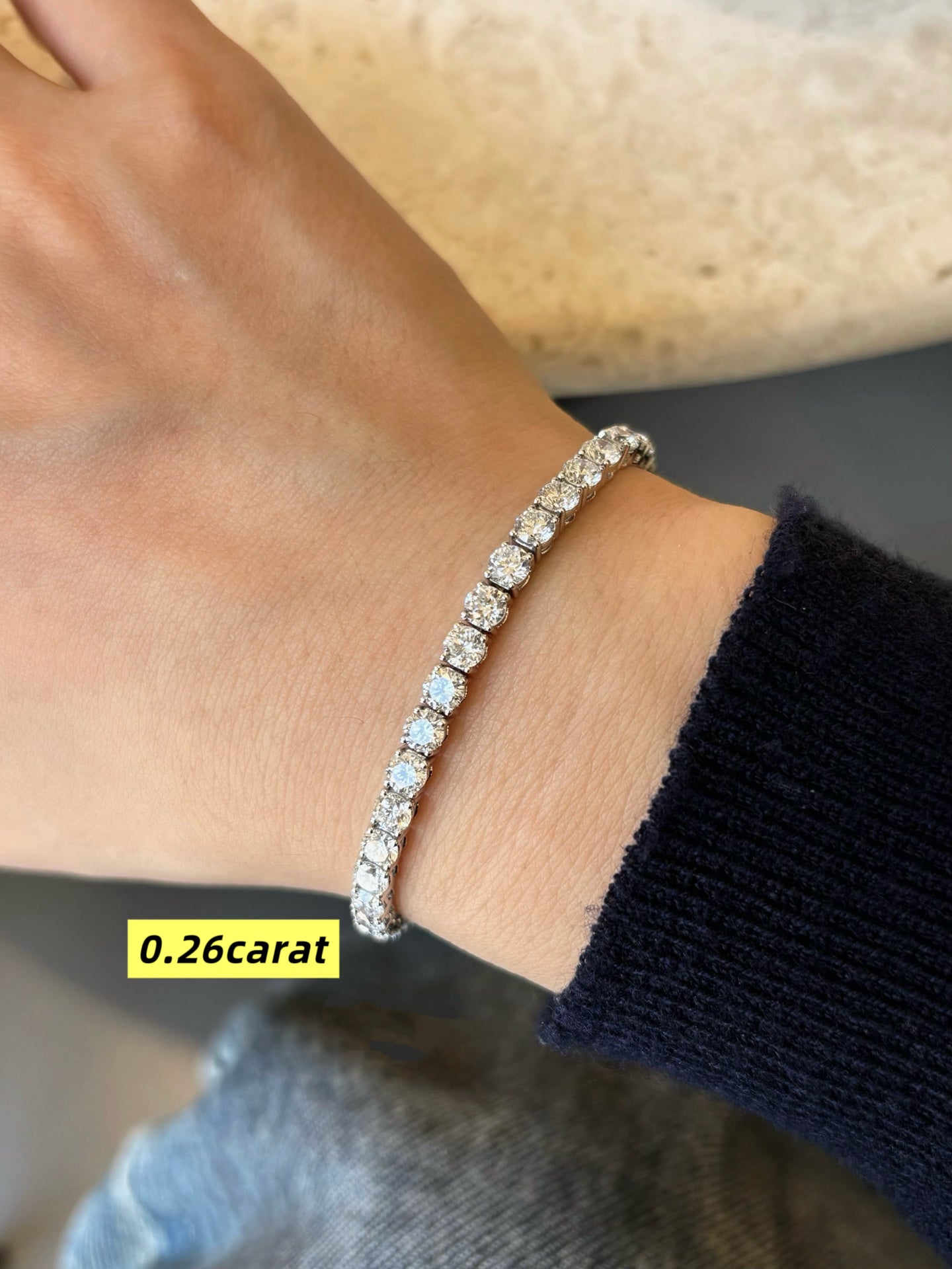 Round Cut Lab Diamond Tennis Bracelet | Platinum