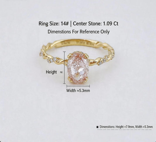 Oval Cut Lab Grown Pink Diamond Twisted Vine Accent Stone Solitaire Ring | 18K Gold