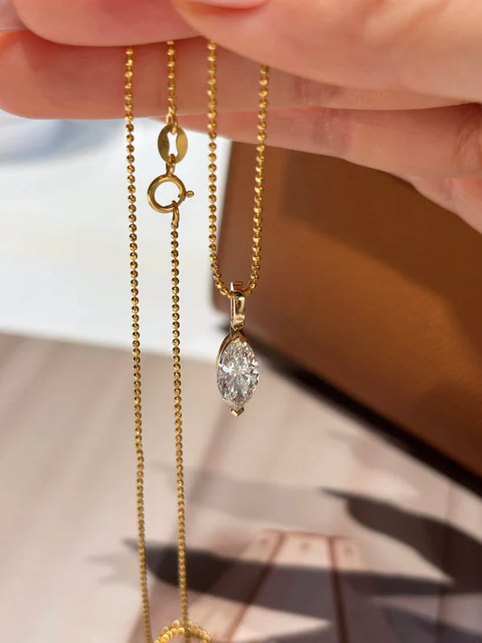 Marquise Lab Grown Diamond Solitaire Pendant Necklace | 18K Yellow Gold | Minimal & Customizable