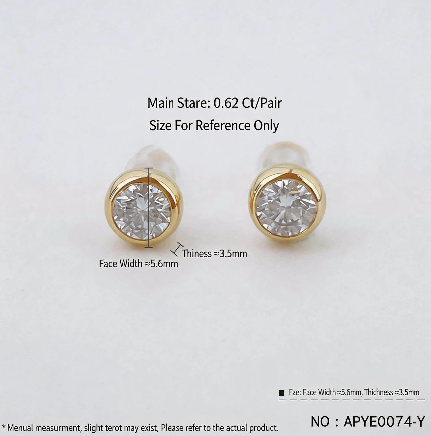 Lab-Grown Diamond Bezel Set Stud Earrings | 18K Yellow Gold